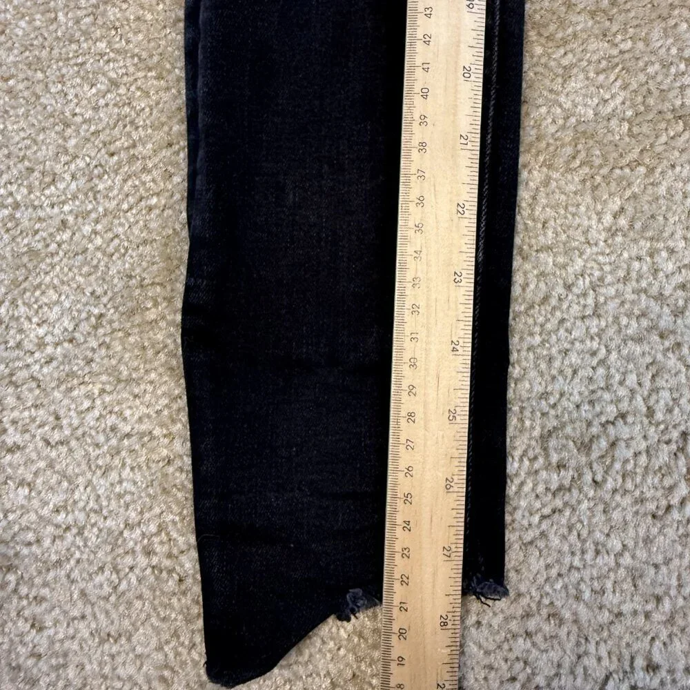 Good American Good Legs Skinny Crop Fray Hem Jeans Size 0 25 Denim Black F723